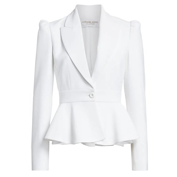 MICHAEL KORS 2-piece Puff Shoulder Ruffled Peplum Blazer & Pencil Skirt Set - Picture 2 of 14
